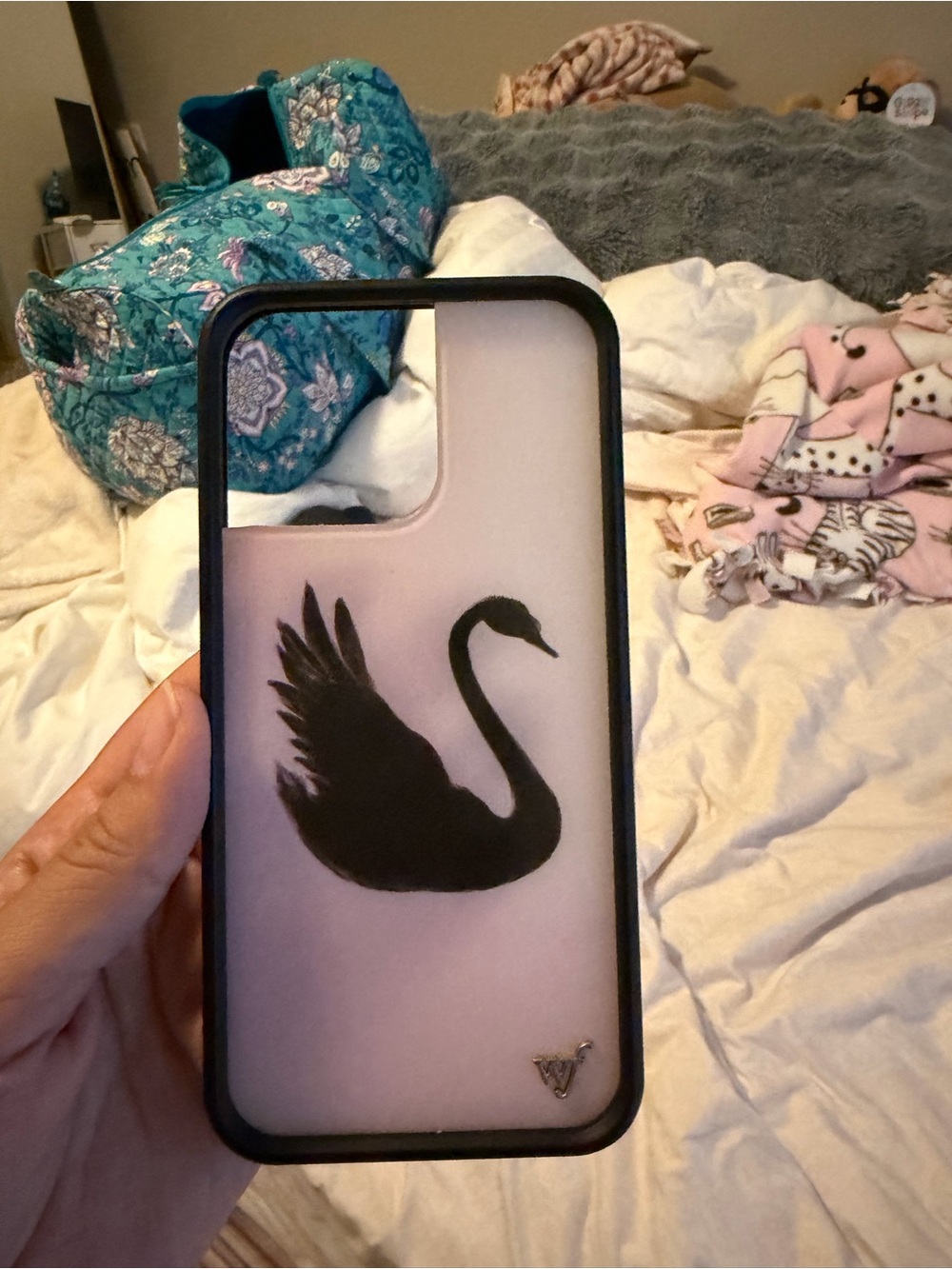 Wildflower Pink Swan Phone Case - Black Swan Design